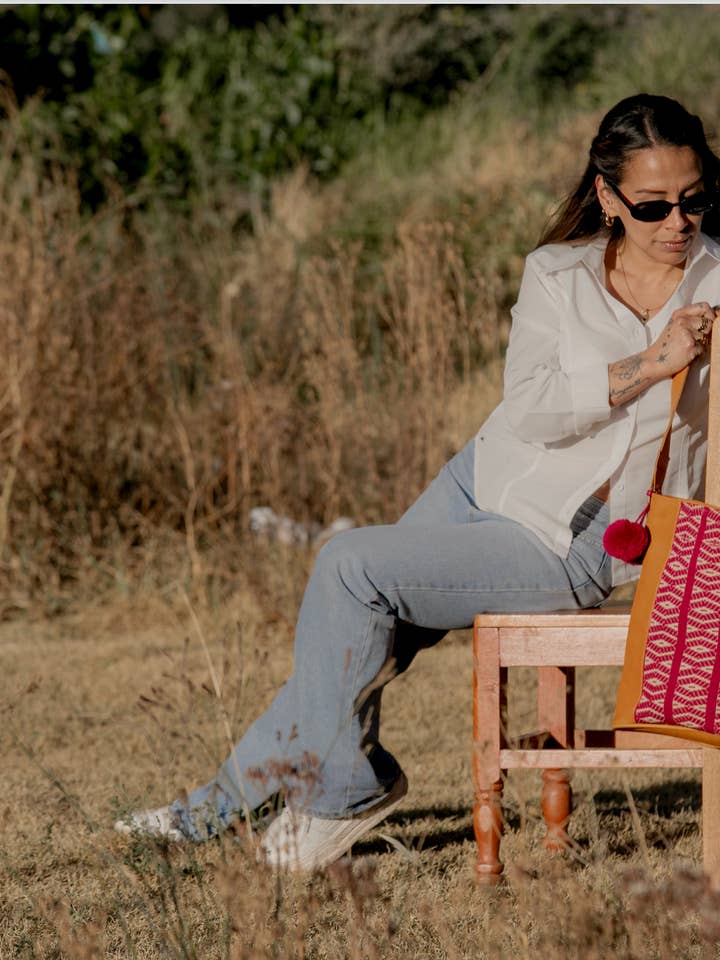 Woven Shoulder Bag - Raspberry for wholesale by Awamaki