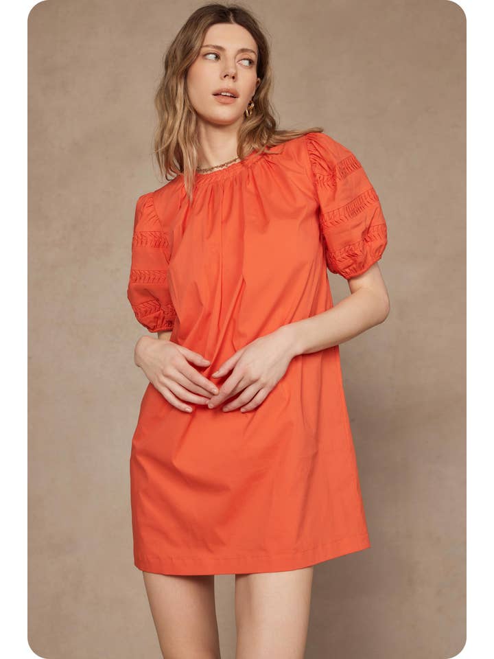 Strut & Bolt - Wholesale Dress - Women's - Reverse Pintuck Puff Sleeve Mini Dress14