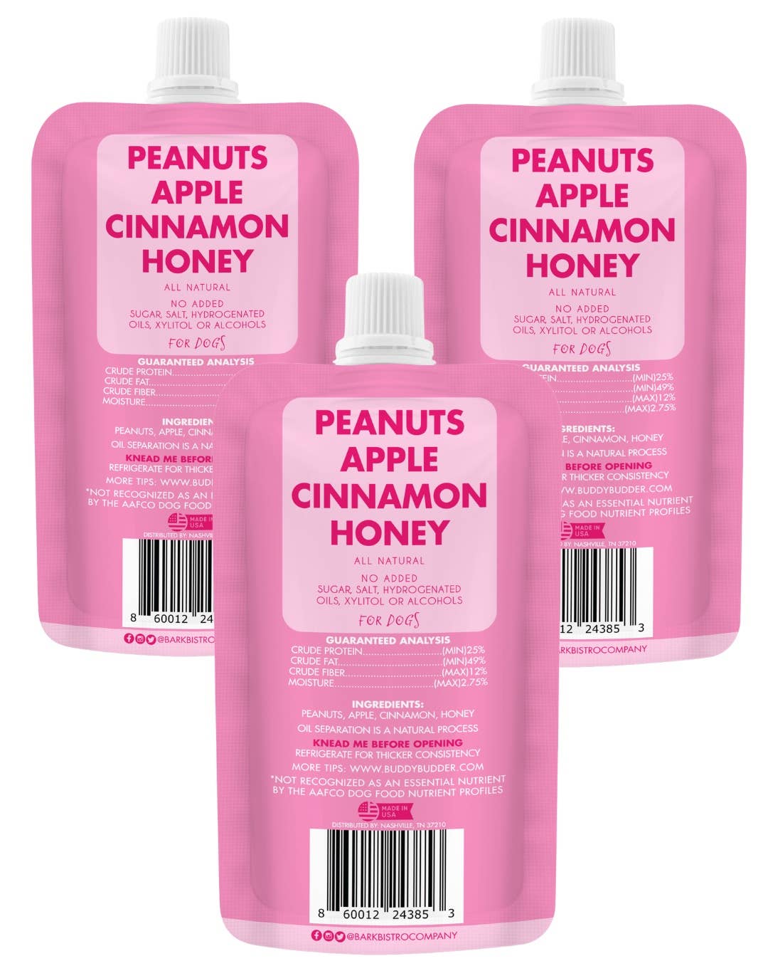 Bark Bistro - Wholesale Pet Treats - Dog - Dog Peanut Butter - 4oz Squeeze Packs Awesome Apple Budder1