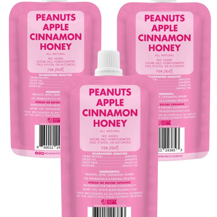 Bark Bistro - Wholesale Pet Treats - Dog - Dog Peanut Butter - 4oz Squeeze Packs Awesome Apple Budder1
