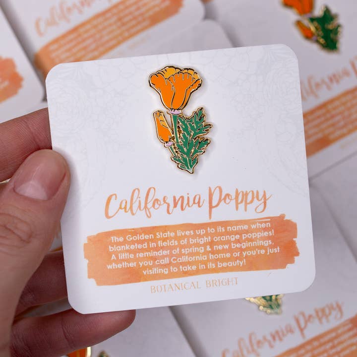 Botanical Bright - Wholesale Lapel Pin/Button - California Poppy Enamel Pin