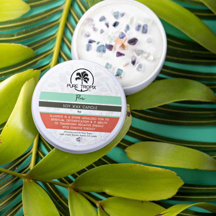 Candela in cera di soia FLOW Crystal per la vendita all'ingrosso da parte di Pure Tropix