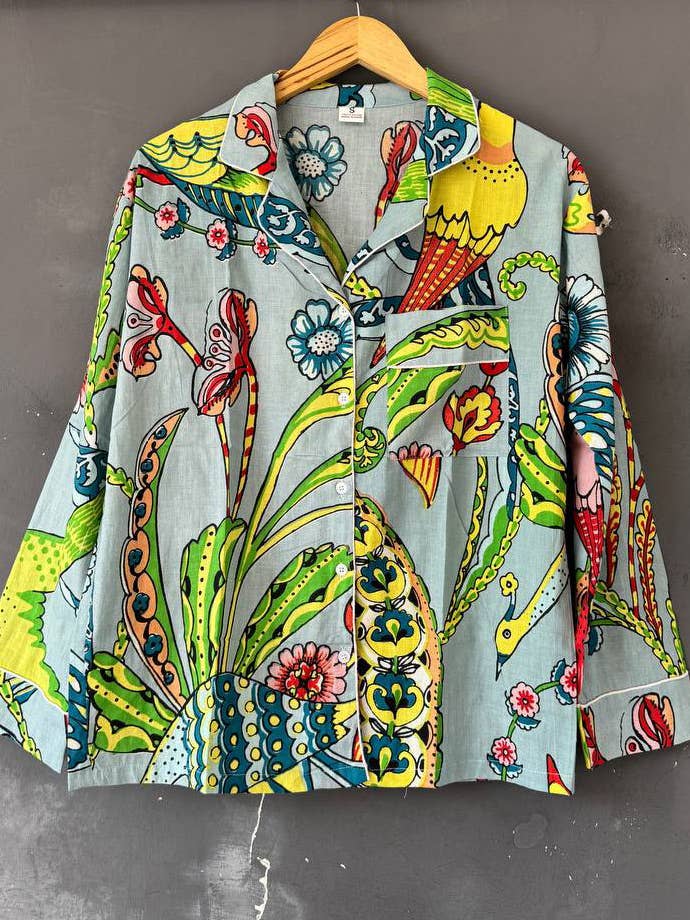 bhavnas boutique - Wholesale Sleepwear Set - Women's - Bird Printed Women Dress Nightwear Suit Party Wear PJ Sets3