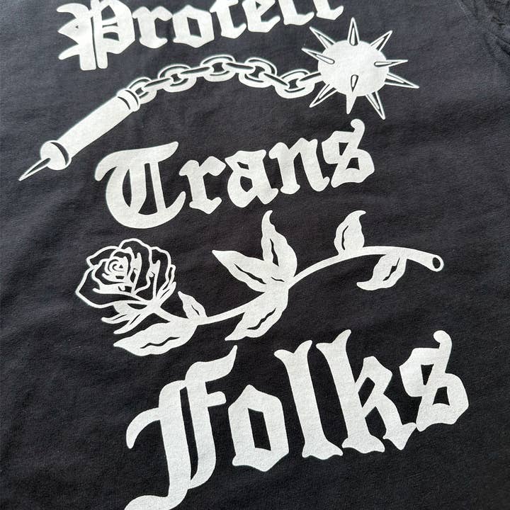 Transfigure Print Co. - Wholesale Screen Printed T-Shirt - Unisex - Protect Trans Folks Shirt (Flail)1
