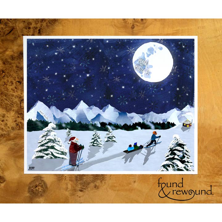 Ski au clair de lune de décembre - Imprimer pour la vente par Found & Rewound