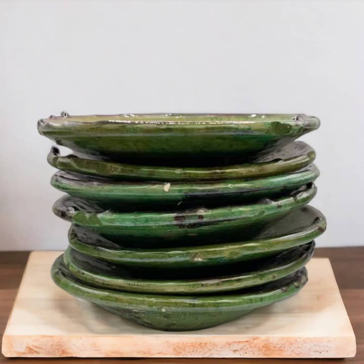 Moroccantastics - Wholesale Dinner Plate - Discover Authentic Tamegroute Green Glazed Pottery: Set of 6 Plates