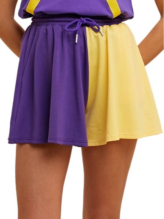 Short en molleton français évasé à blocs de couleur pour jour de match pour la vente par Vanilla Monkey