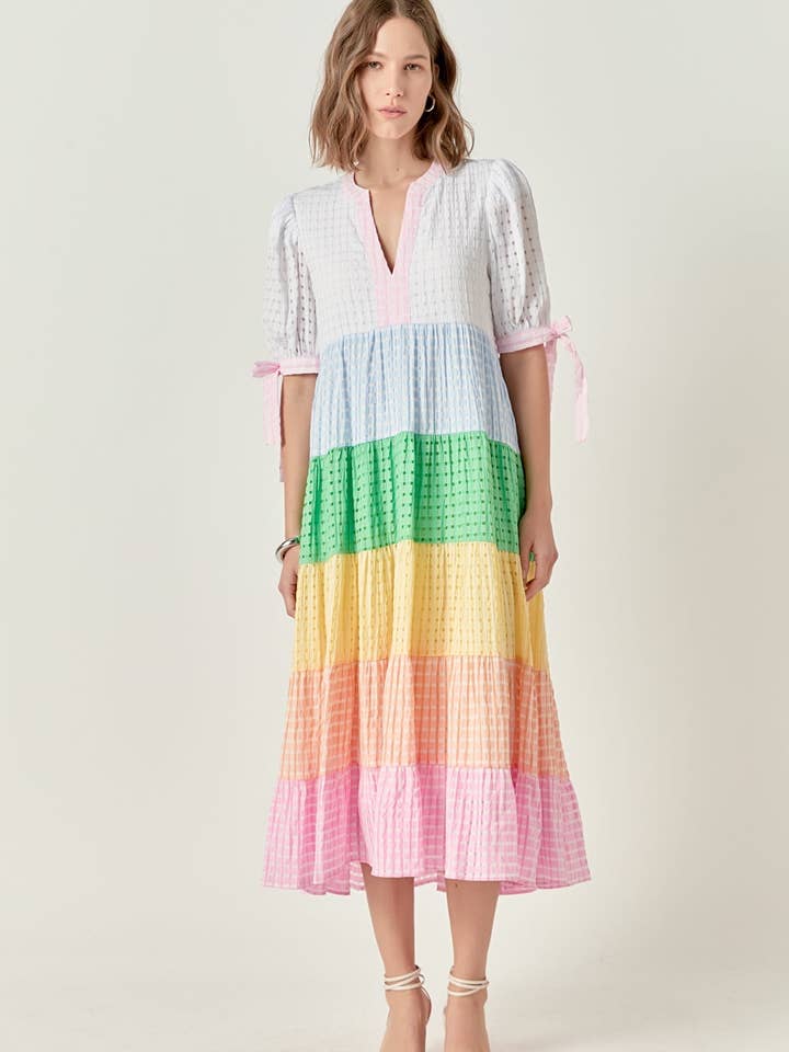 Vestido Midi com Blocos de Cor Sunni por atacado de English Factory