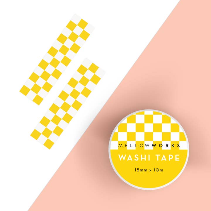 YELLOW CHECKERBOARD WASHI TAPE for wholesale by MELLOWWORKS