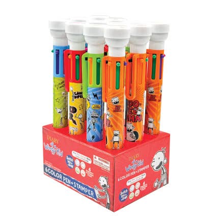 Geddes - Wholesale Pen - DIARY OF A WIMPY KID 6 COLOR PEN WITH STAMPER 12/DS2