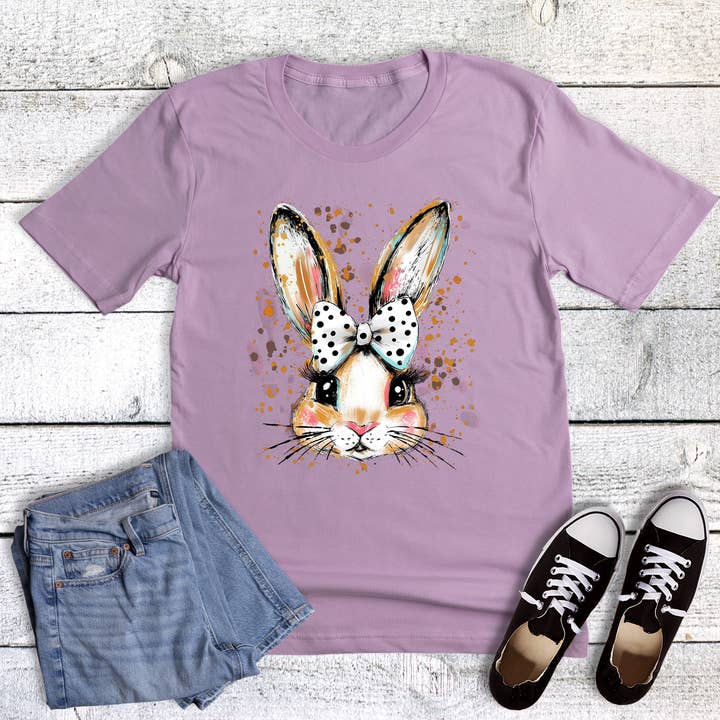 Easter Brushstroke Bunny Graphic Tee for wholesale by Dust and Roots