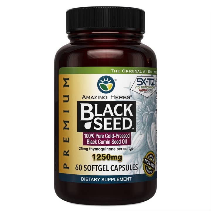 Amazing Herbs - Wholesale Oral Supplement/Vitamin - 13160 - Premium Black Seed Oil 1250mg XL Soft-Gels 60 CT