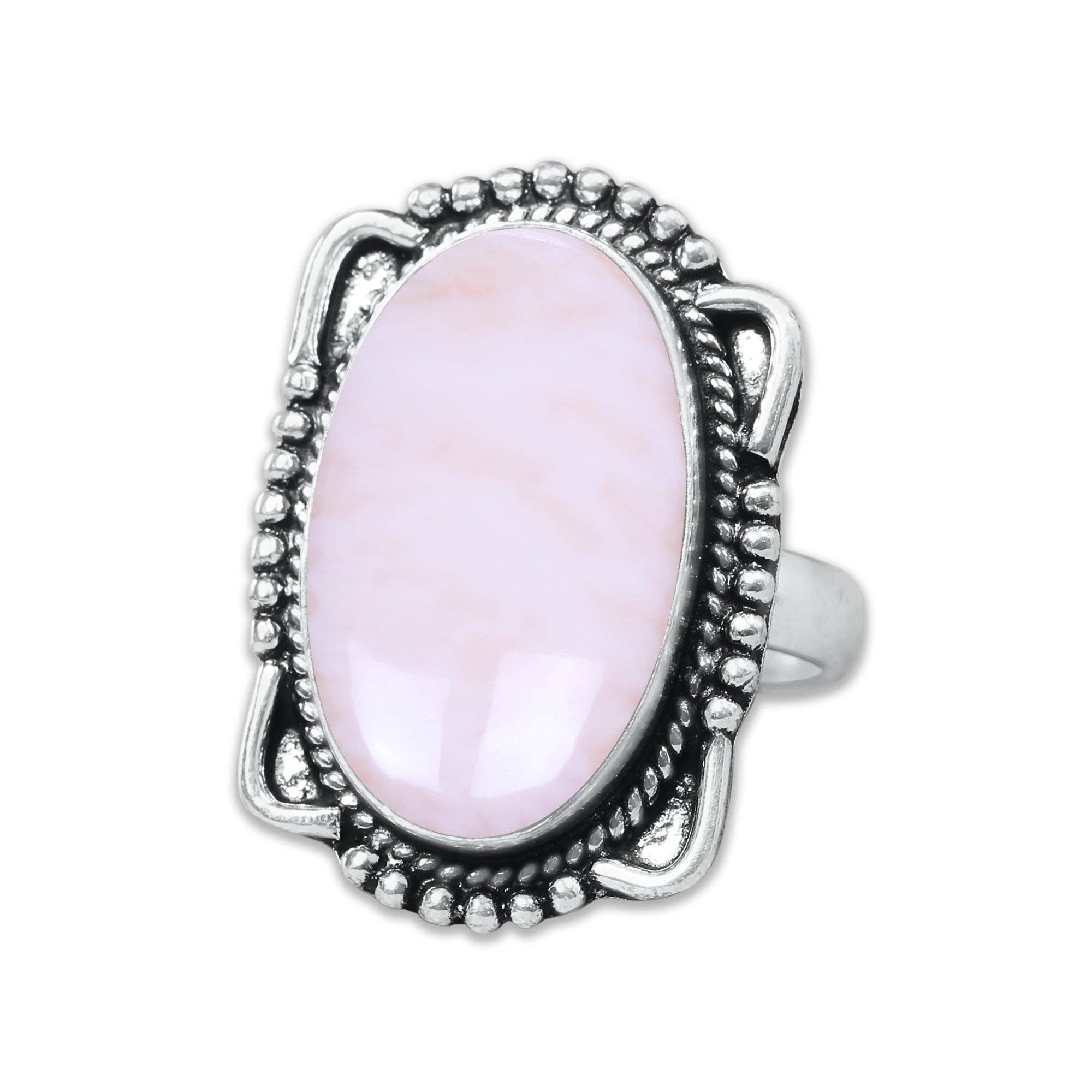 Handmade Jewels - Wholesale Cocktail/Statement Ring - Pink Opal Rings – Handmade, Silver-Plated, Assorted Boho Designs (US Sizes 6–10, Made to Order)6