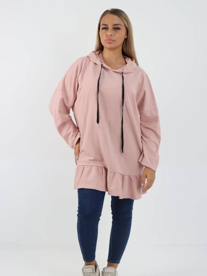 Miss Bold – Engroshandel Hoodie – Kvinder – Italiensk langærmet hættetrøje med flæser0