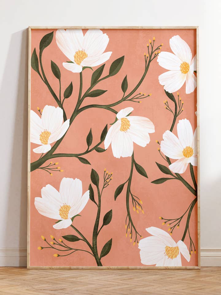 Flores Rosadas Art Print for wholesale by Illustrations Its Funny Howww Inc