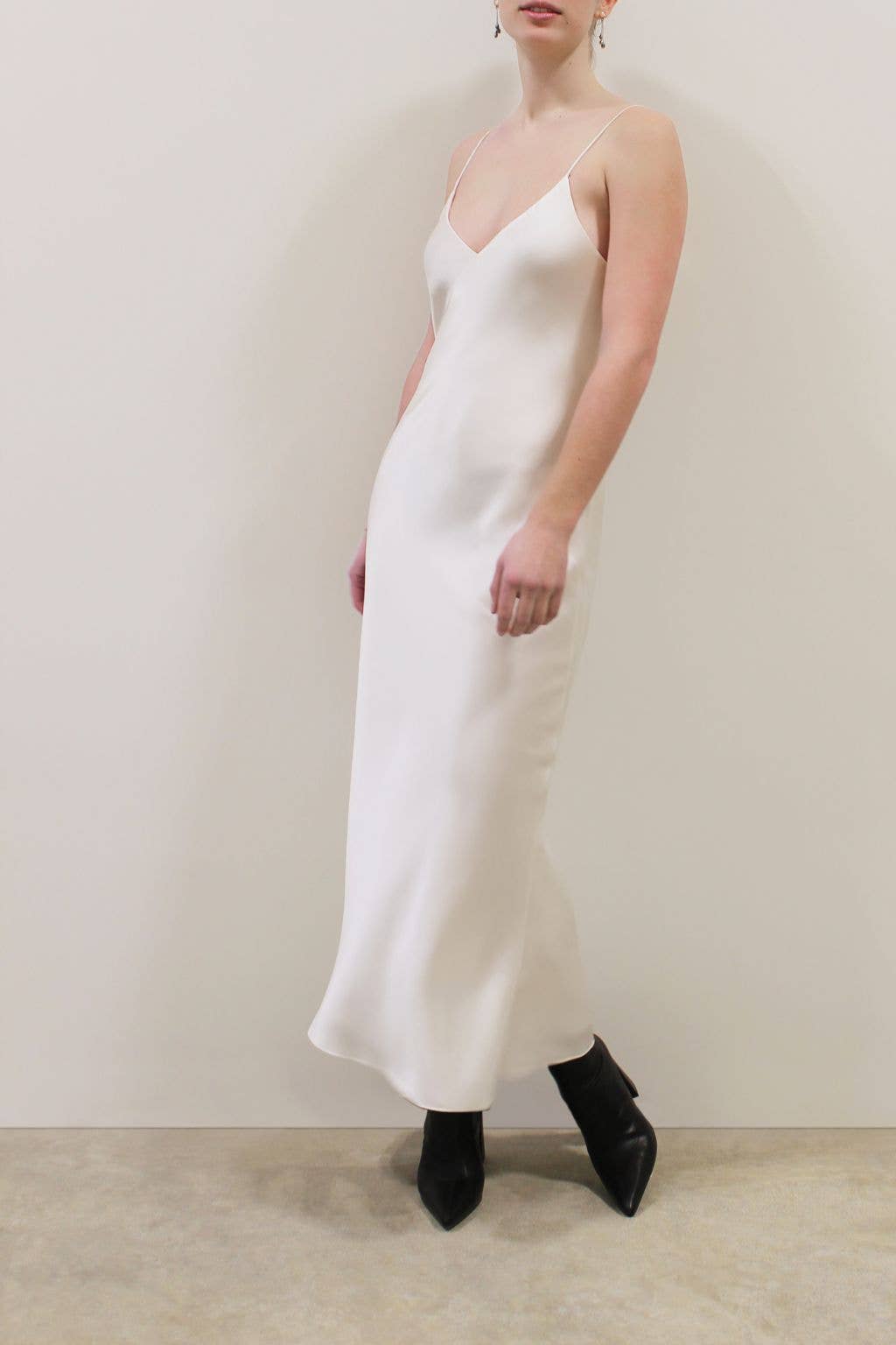 Vestido largo de satén de seda Eve Blanco al por mayor para tu