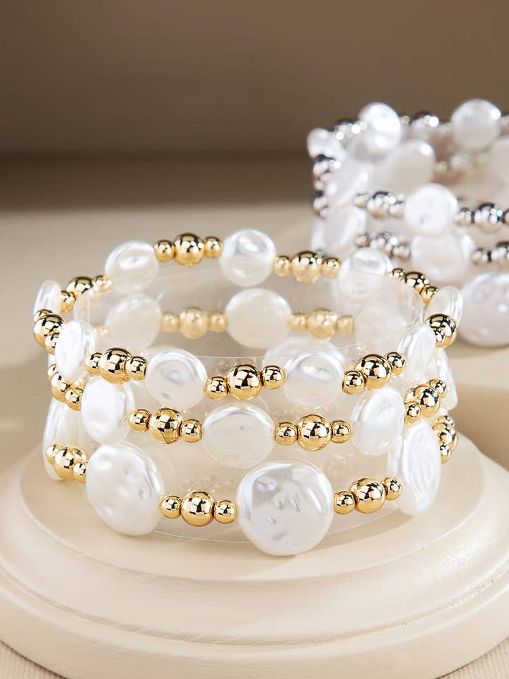 Classic Acrylic Pearl Stretchy Bracelet for wholesale by Urbanista