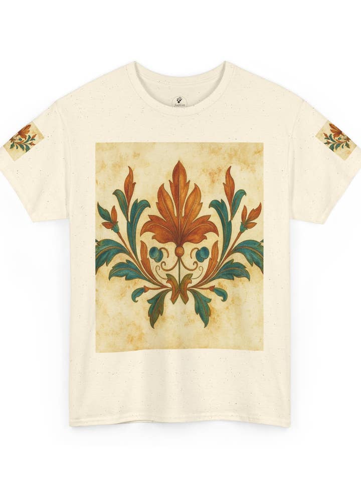 Vintage Botanisches Unisex Schweres Baumwoll-T-Shirt, Florales Grafik-T-Shirt, Lässiges Sommerhemd, Geschenk für Naturliebhaber, Umweltfreundliche Kleidung für den Großhandel von SublimArt
