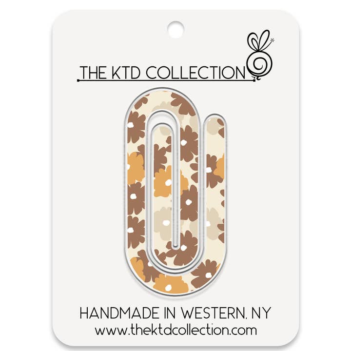 Beige Flowers Jumbo Acrylic Paper Clip for wholesale by The KTD Collection