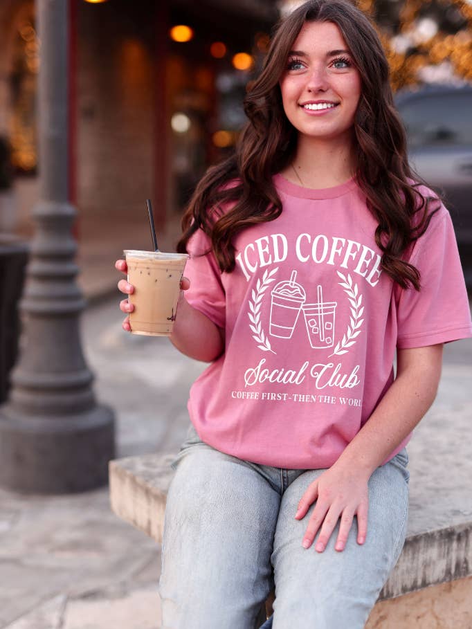 Jadelynn Brooke - Wholesale Screen Printed T-Shirt - Women's - K&C Iced Coffee Social Club - SS (Petal)