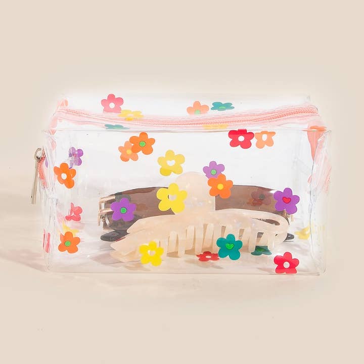 Clear Patterned Vinyl Cosmetic Bag for wholesale by Anarchy Street
