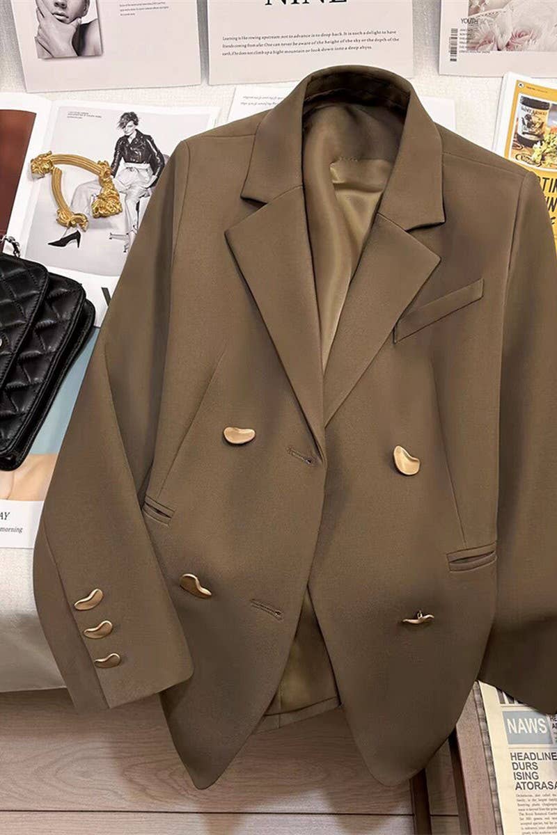 NINEXIS - Wholesale Blazer - Women's - CWOBL0138_SOLID COLOR METAL BUTTON LAPEL COMMUTER SUIT5