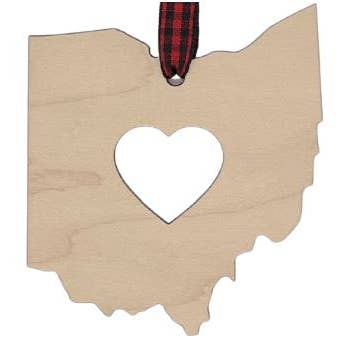 Enfeite de Natal do coração de Ohio por atacado de Woodlander Workshop