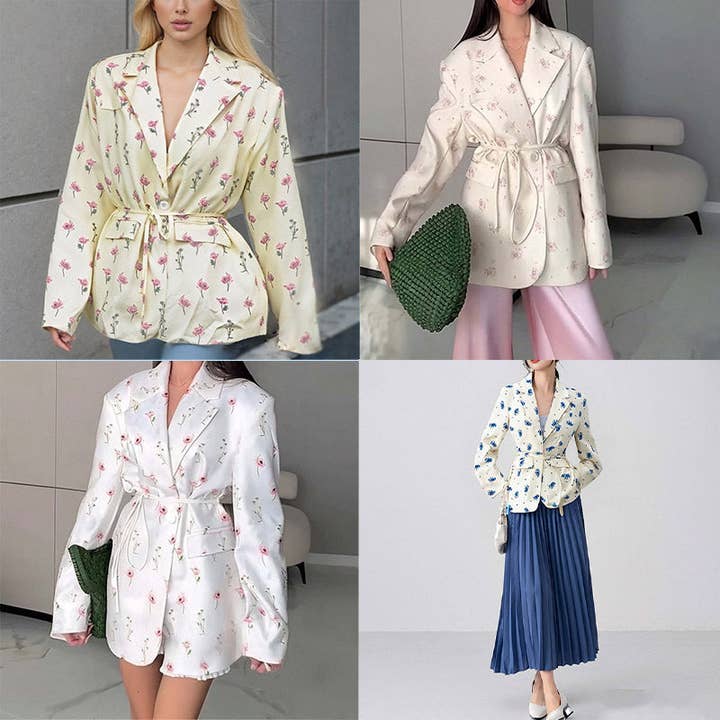 Trendy blazer met bloemenprint voor dames voor wholesale door Halcyon Outfitters®