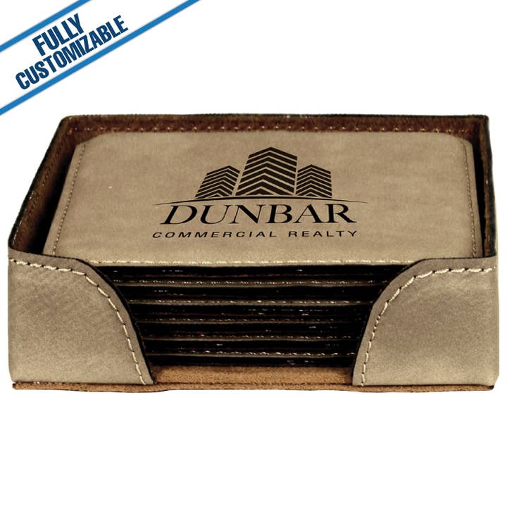 GiftWorksPlus - Wholesale Coasters - Engraved Leatherette Square Coasters - Fully Customizable19