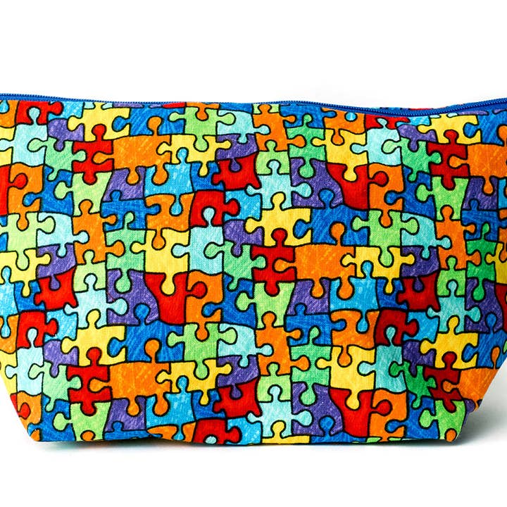Autism Awareness Puzzle Piece Cosmetic Bag for wholesale by Autistic and Loved