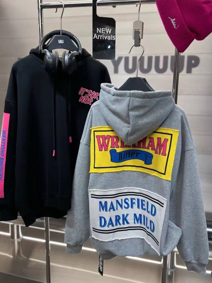 Oversize hoodie with patched letters  for wholesale by Chilli Girl Collection