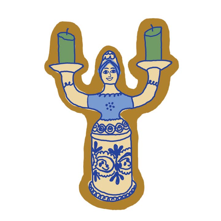 Candleholder Girl Sticker for wholesale by La Familia Green