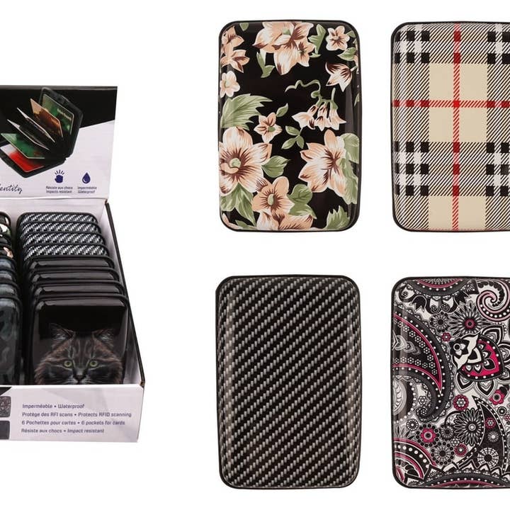 Display a portafoglio in alluminio RFID per la vendita all'ingrosso da parte di Vizion Vogue