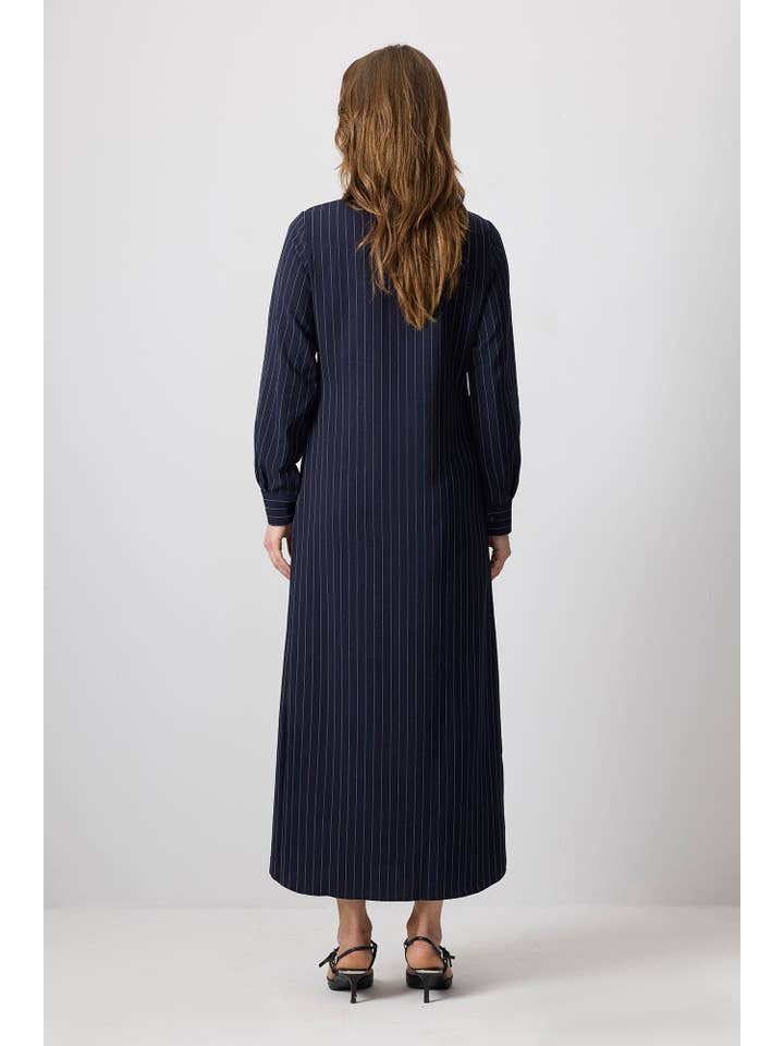 Lacivert FRONT TIE STRIPED DRESS for wholesale on Faire3