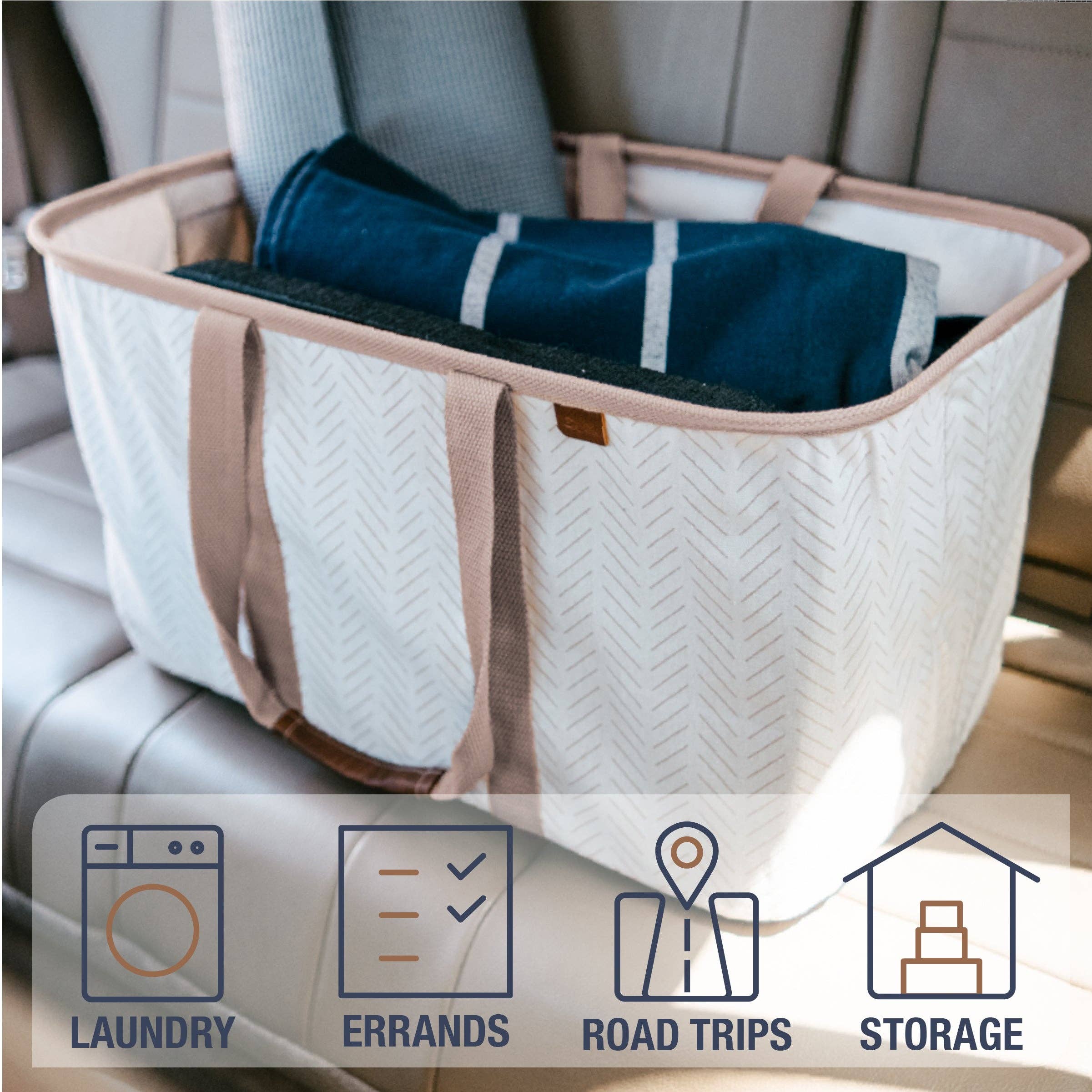 Mocha Collapsible Laundry Basket Tote LUXE (TWO SELL UNITS PER CAR for wholesale on Faire5