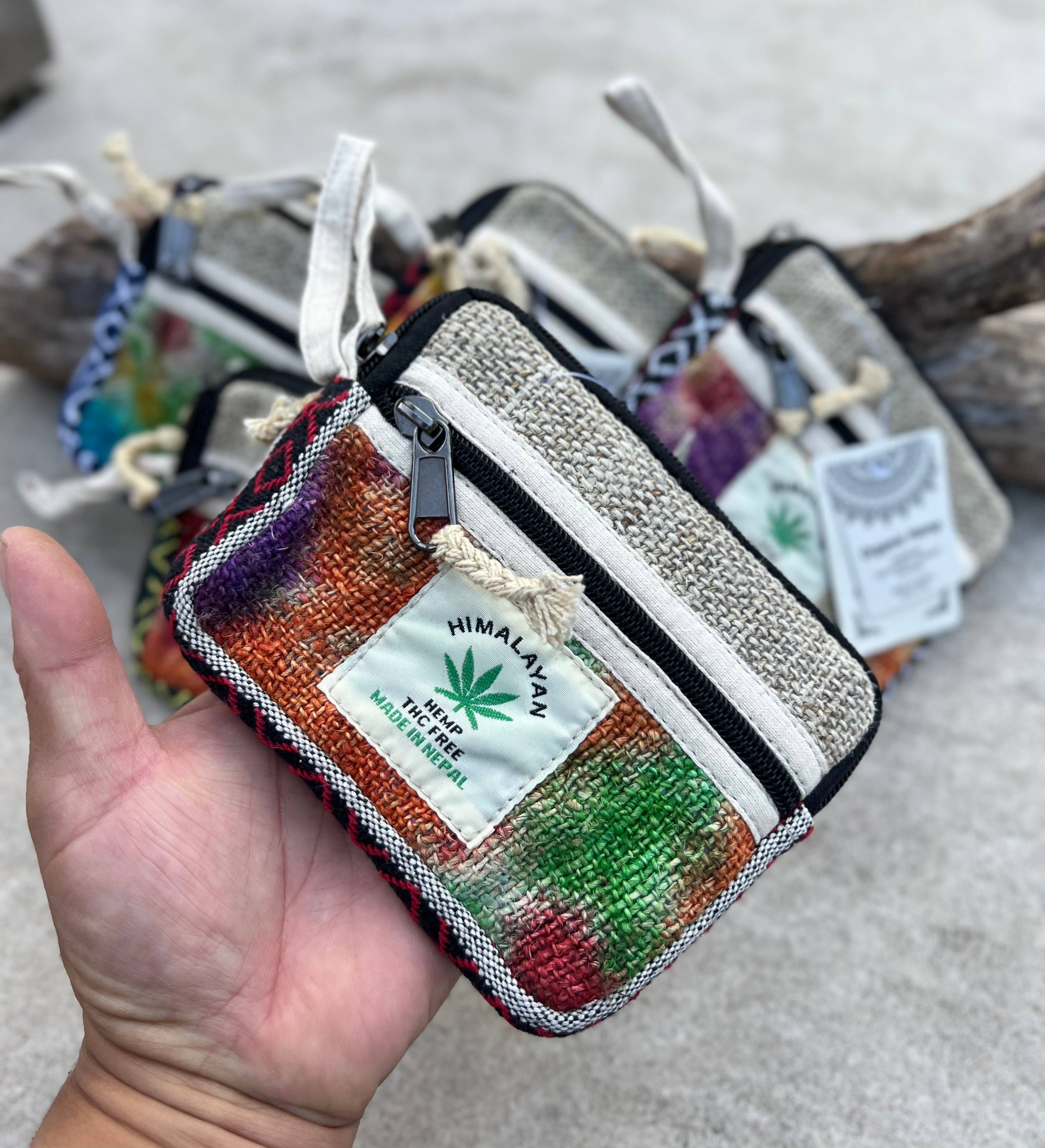 Lungta Imports – Engroshandel Møntpung - Dame – Hamp 2 lommer lynlås møntpung, tegnebog, makeuppose0