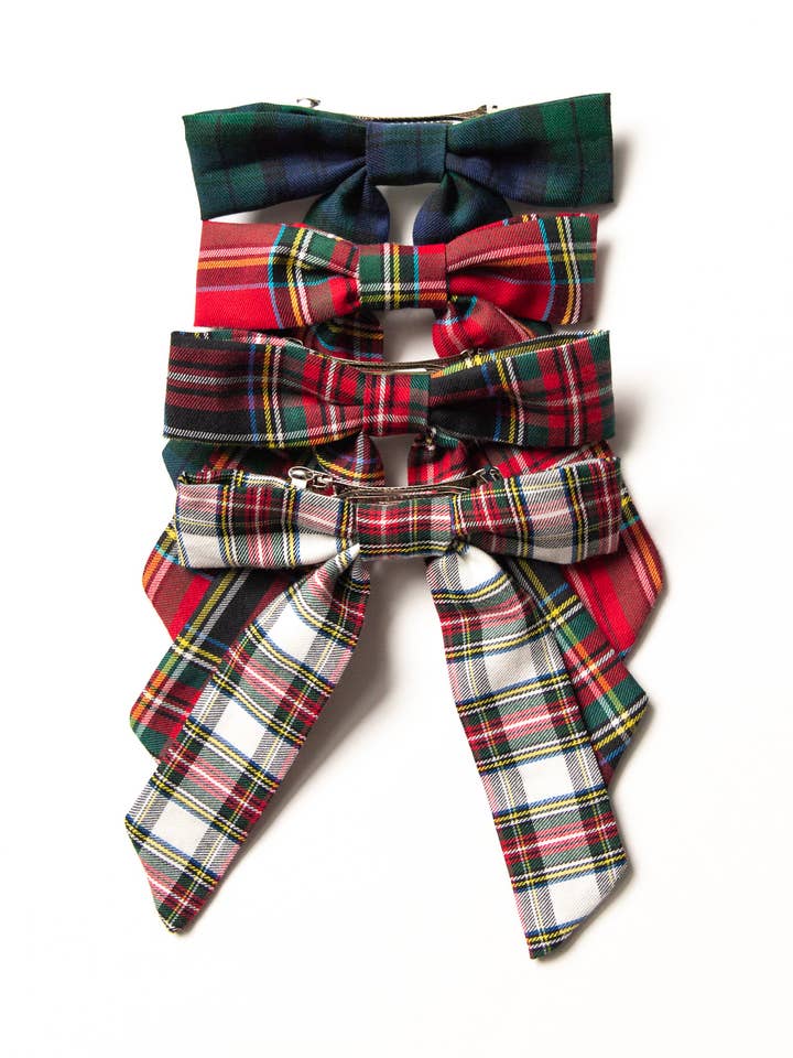 Tartan Christmas Plaid Hair Bow Barrette | Emily Bow for wholesale by Grace & Grandeur