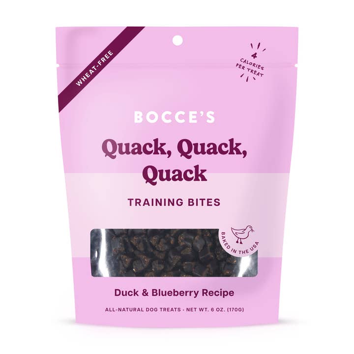 Pet Palette Distribution - Wholesale Pet Treats - Dog - Bocce's Bakery Quack Quack Quack Training Bites Treats 6oz
