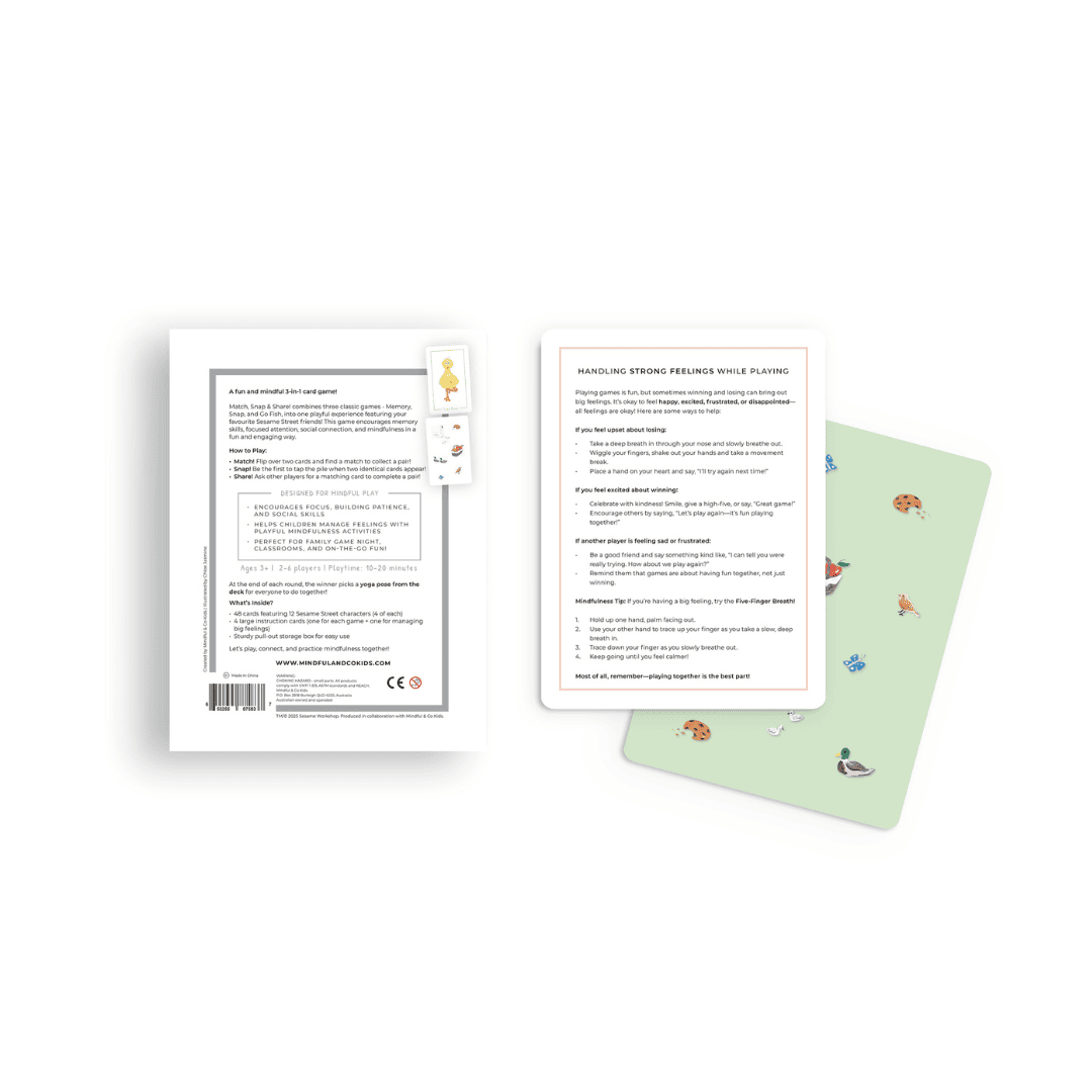 Mindful and Co Kids USA – Jogo de cartas por atacado – Jogo de Cartas 3-em-1 da Rua Sésamo2