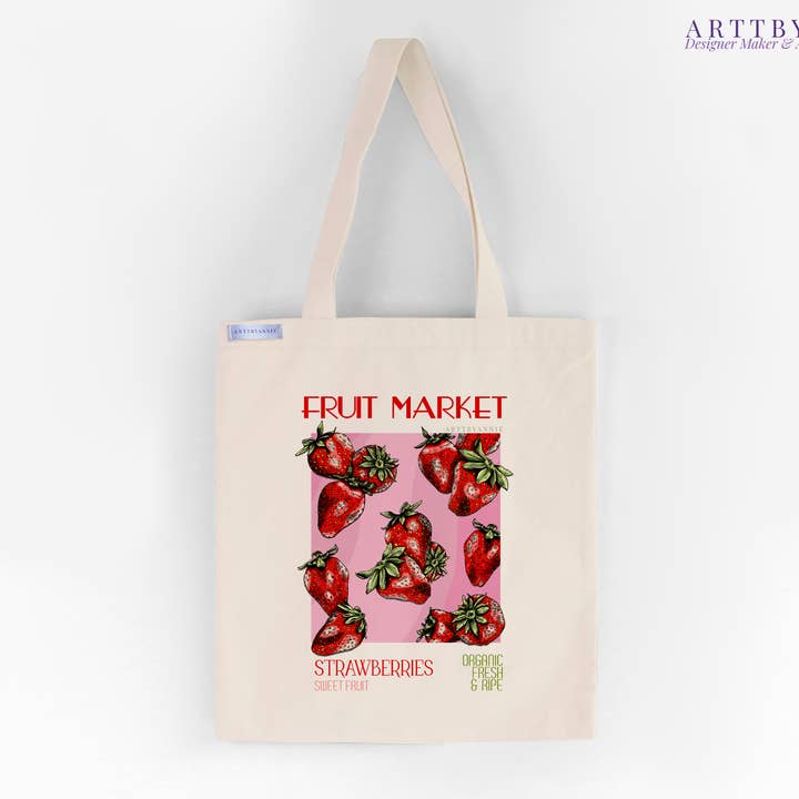 Tote bag Morango Market por atacado de Arttbyannie