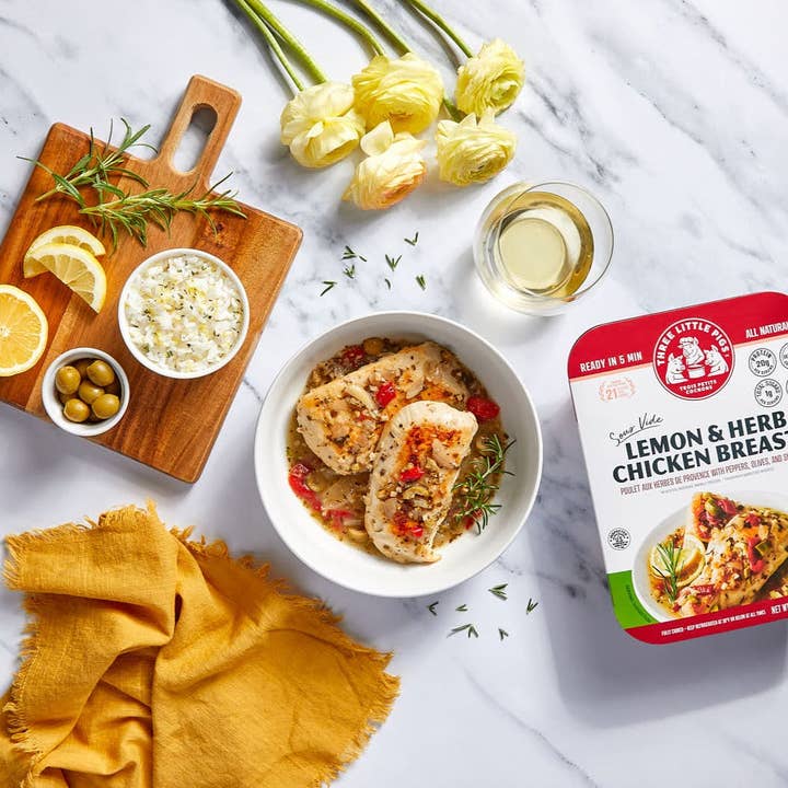 Three Little Pigs - Wholesale Shelf Stable Prepared Meal - Sous-Vide Lemon & Herb Chicken