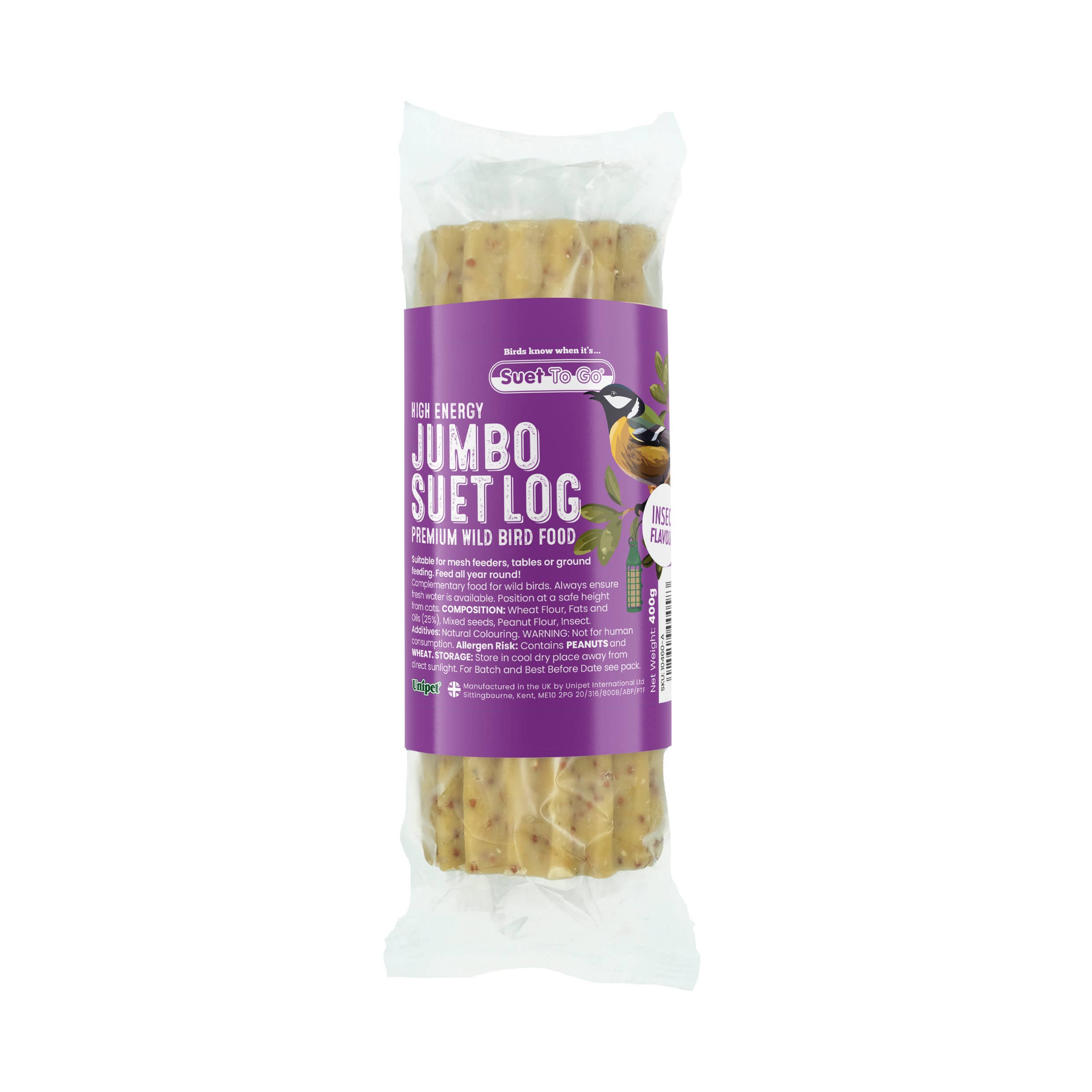 Natures Grub – wholesale Pet food – Not cat/dog – Suet To Go Jumbo Suet Log - Insect | Wild Garden Bird Food0