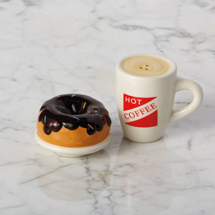 Design Imports - Wholesale Salt & Pepper Shaker Set - Coffee/Doughnut Ceramic Salt & Pepper Shakers