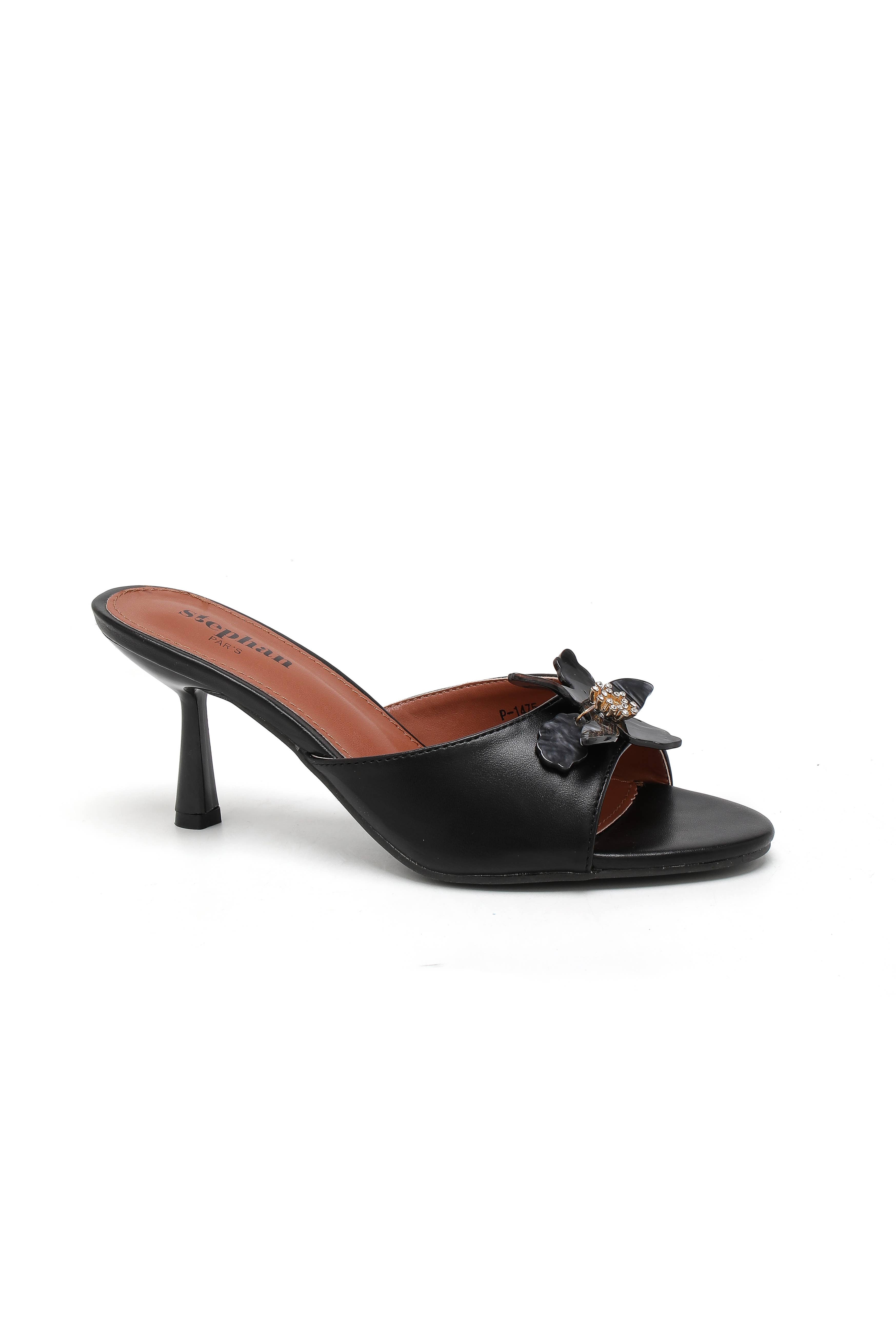 Black Decorative Flower Mules P-1475 for wholesale on Faire6