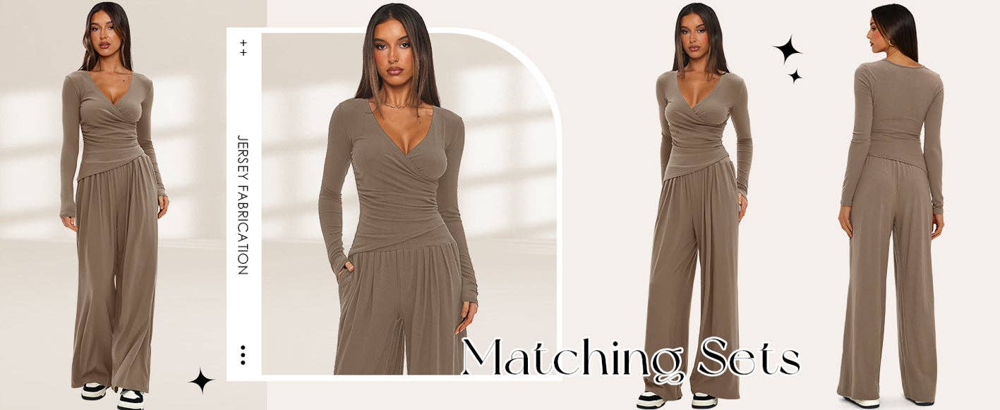 Marayn - Wholesale Top & Pant Set (NOT Loungewear) - Women's - 2025 Autumn Europe America Womens WideLeg Suit30