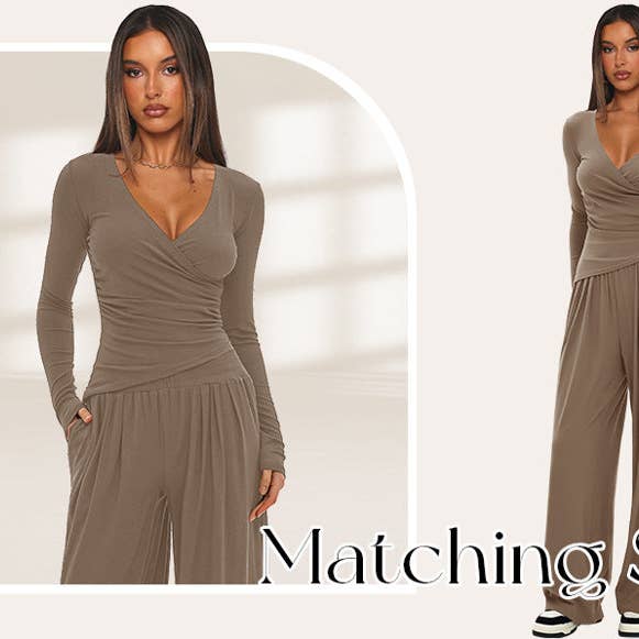 Marayn - Wholesale Top & Pant Set (NOT Loungewear) - Women's - 2025 Autumn Europe America Womens WideLeg Suit30