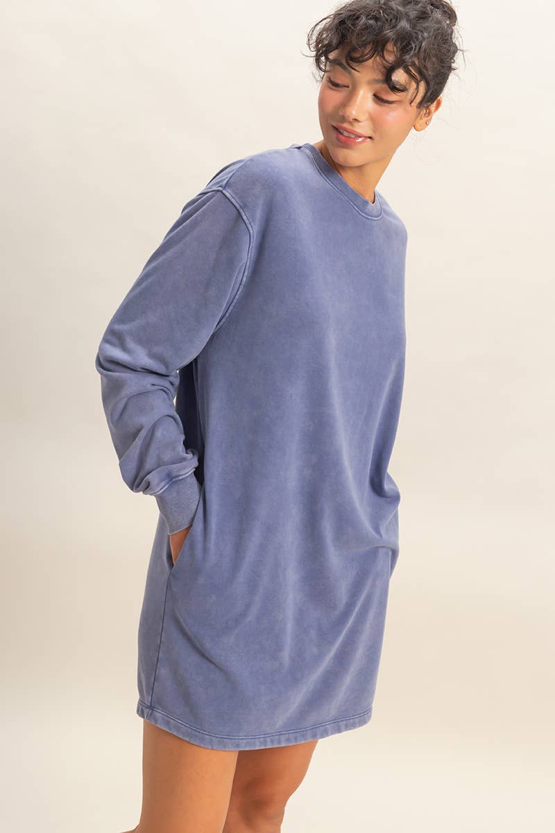 HYFVE – wholesale Dress – Women's – Mineral Washed Oversized Mini Sweatshirt Dress23