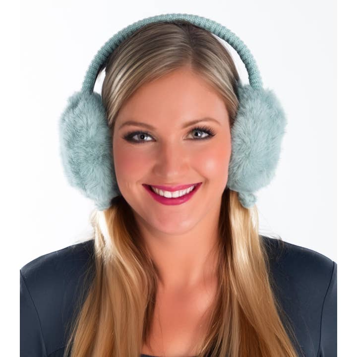Funky Junque – wholesale Öronvärmare - Dam – Justerbara öronskydd för kvinnor - Faux Mink Fur - Mint2
