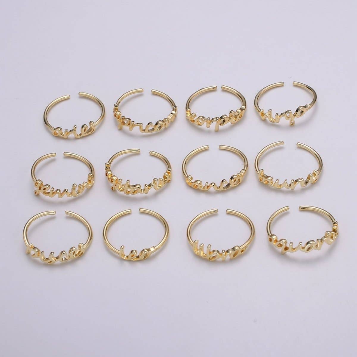 Aim Eternal - Wholesale Band/Stacked Ring - Gold Zodiac Ring Words Gold Ring, Astrology Horoscope Ring Birthday Personalized Gift Open Adjustable Ring for Stacking Ring Midi Ring R-422-R-4333