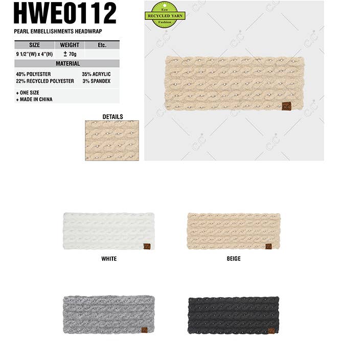 Hana - Wholesale Fashion headband – women's - C.C Pearl Embellishments Head Wrap3